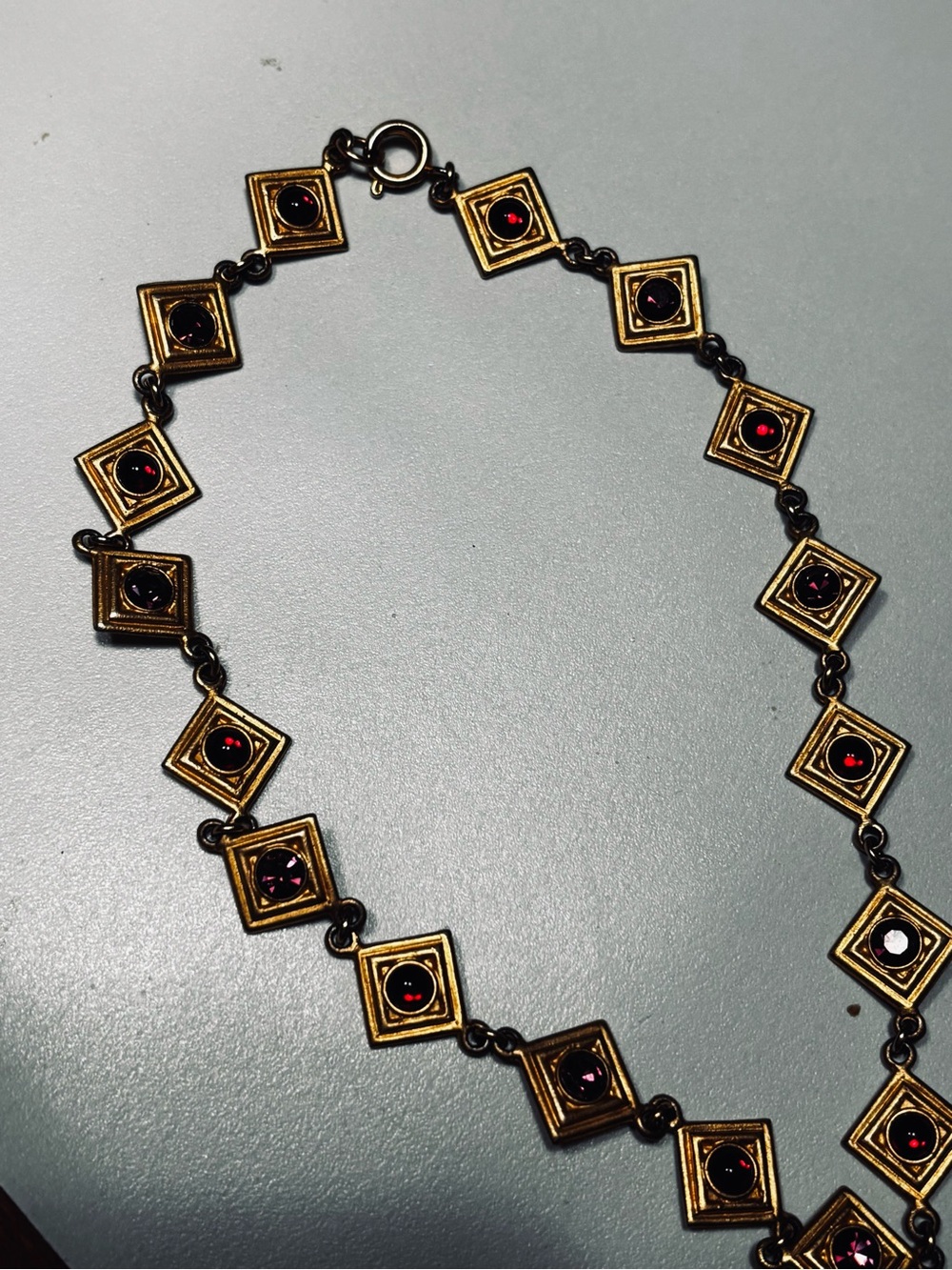 Gold-Tone Red Stone Linked Necklace Kate spade